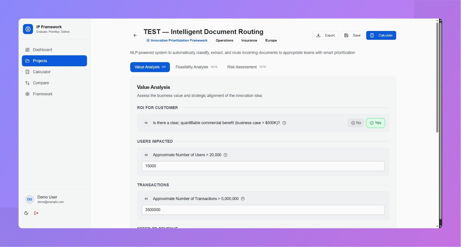Innovation Prioritization Framework screenshot 5